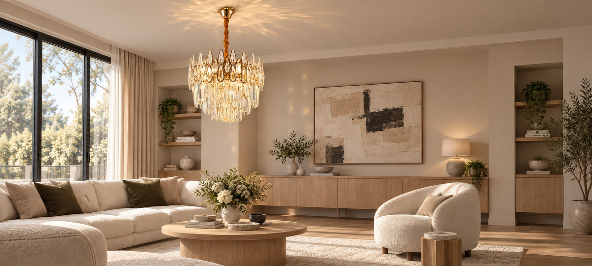 Candelabru Cristal ALHAMBRA Petito 3x E14, Diametru 30cm, Auriu Lucios, Inaltime Reglabila