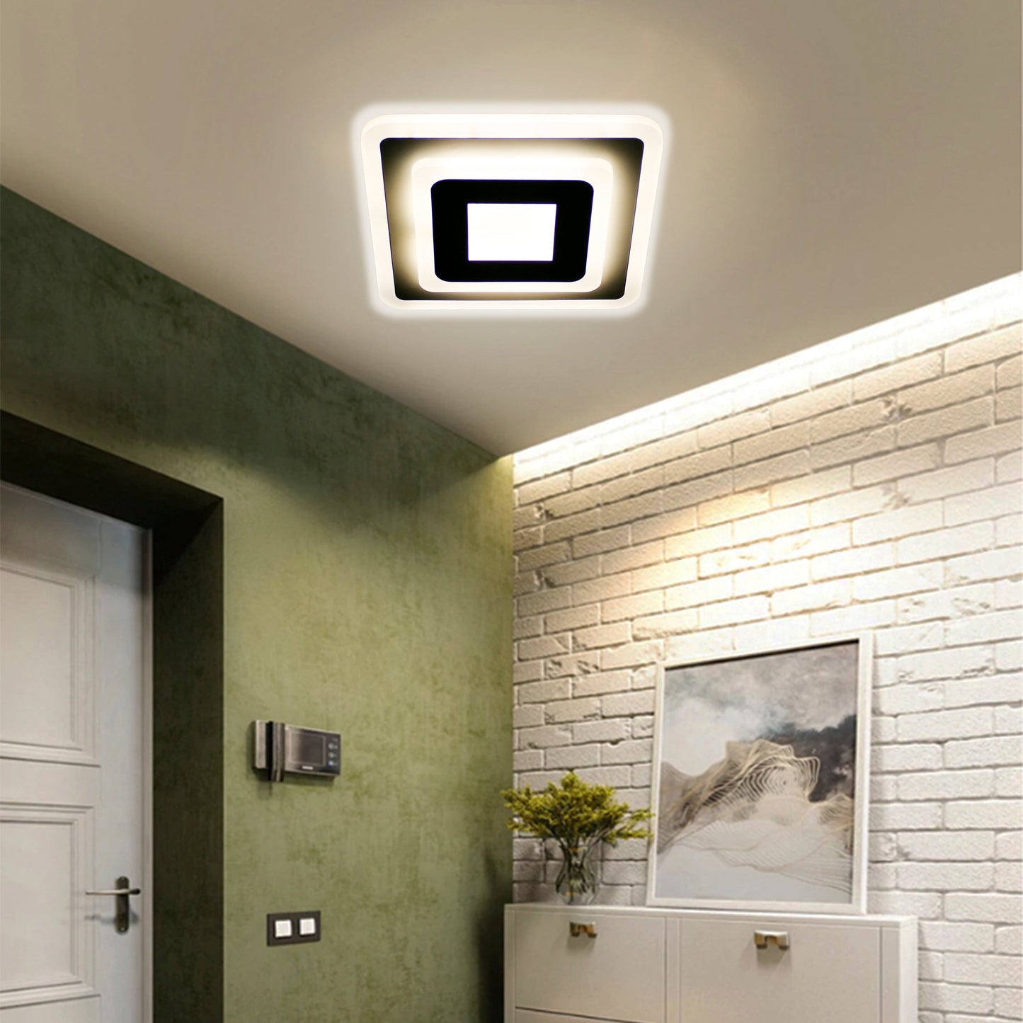 Lustra LED MORNIKA 14W, Diametru 25cm, Patrata, lumina Neutra, Alb