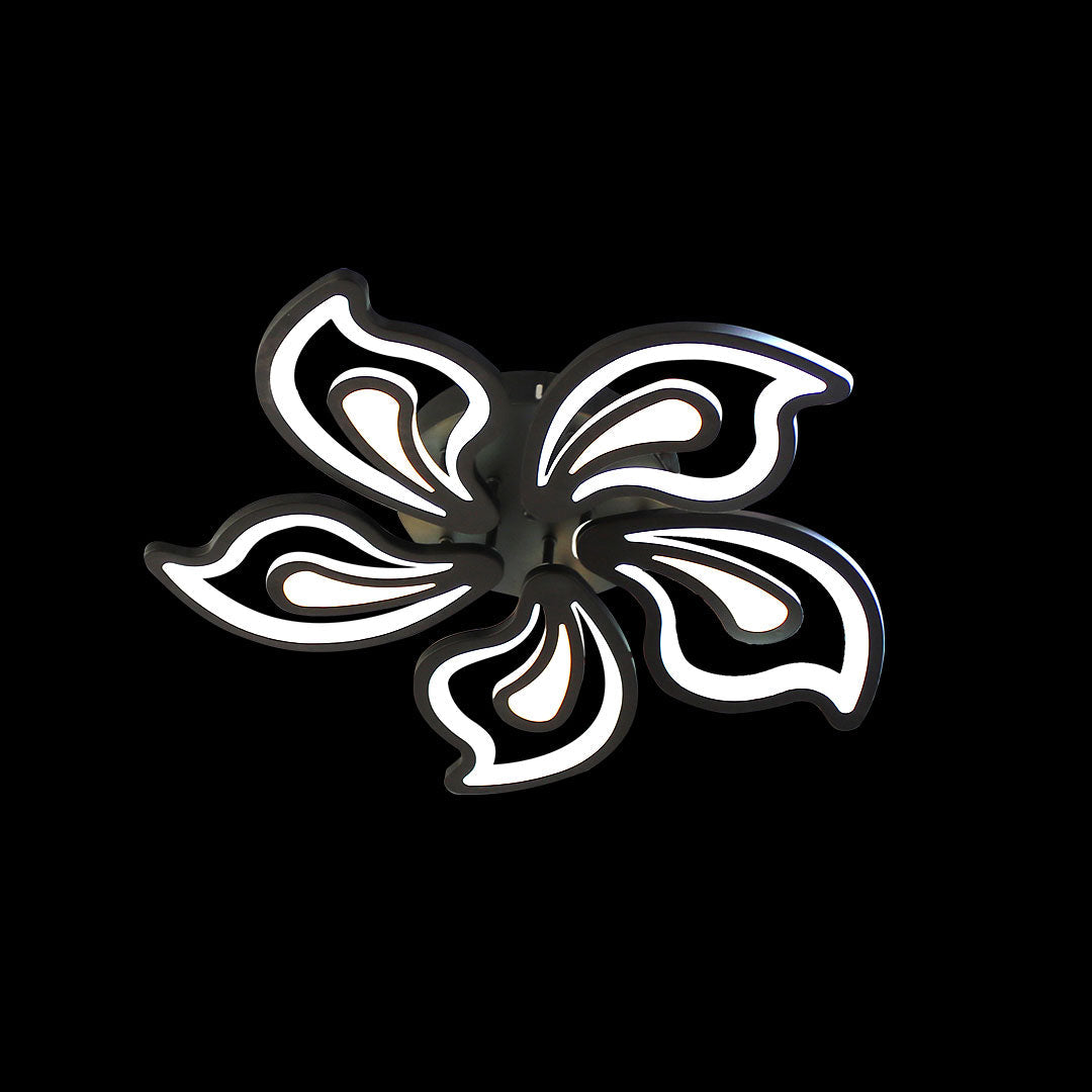 Lustra LED cu telecomanda GLORIOSA 150W, 5 Petale, lumina Rece/Calda/Neutra, Dimabila, Negru