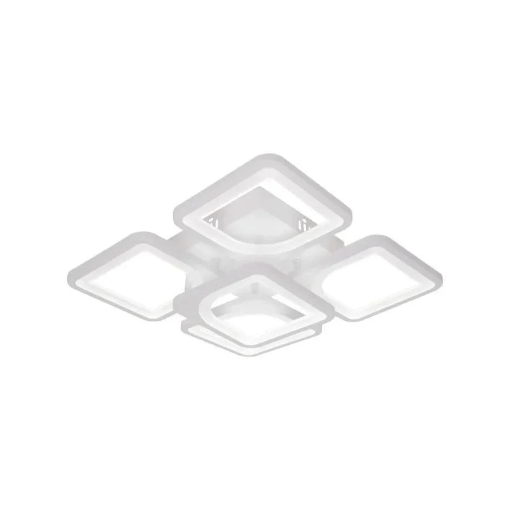 Lustra LED cu telecomanda ZOE 96W, 5 Patrate, lumina Rece/Calda/Neutra, Dimabila, Alb