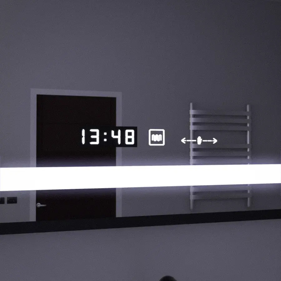 Oglinda LED Rectangulara, 160x80cm, Senzor MotionGlow Marcello, Sistem Dezaburire, Ceas & Termometru, Lupa Cosmetica, Dimabila