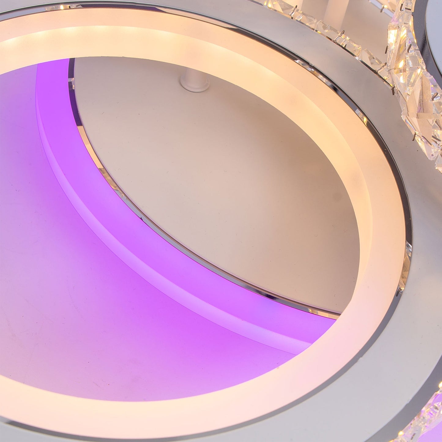 Lustra LED cu Telecomanda, 158W, 3000K/4000K/6000K, Acril si Cristal, Crom, RGB, Dimabila, IP.20 19373/2+2RGB - LEDS