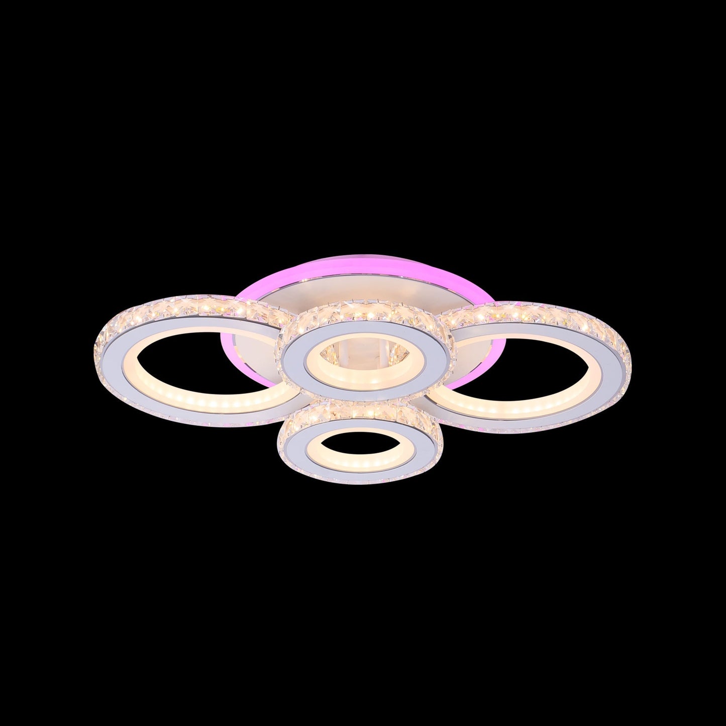 Lustra LED cu Telecomanda, 158W, 3000K/4000K/6000K, Acril si Cristal, Crom, RGB, Dimabila, IP.20 19373/2+2RGB - LEDS
