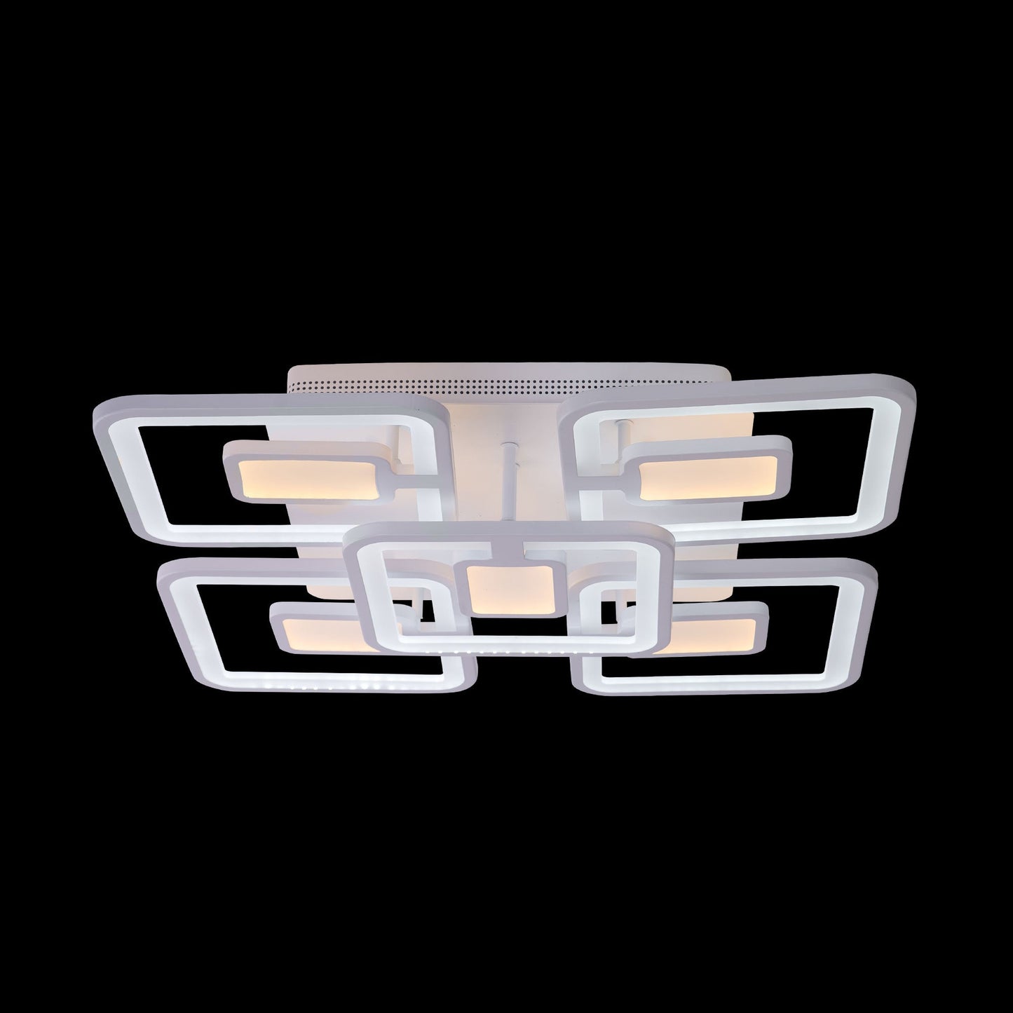 Lustra LED cu telecomanda FELIX 107W, 5 Patrate, lumina Rece/Calda/Neutra, Dimabila, Alb