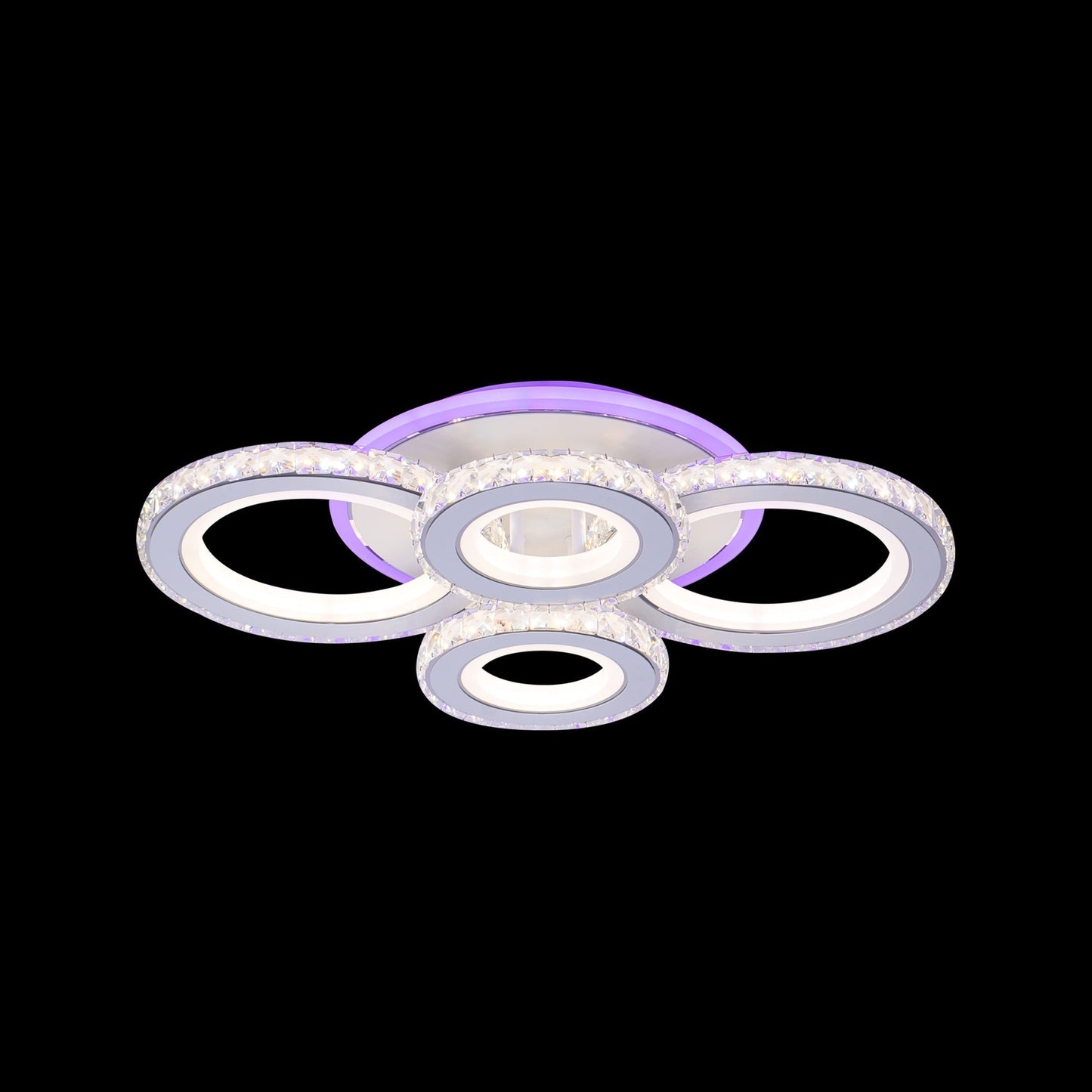 Lustra LED cu Telecomanda, 158W, 3000K/4000K/6000K, Acril si Cristal, Crom, RGB, Dimabila, IP.20 19373/2+2RGB - LEDS