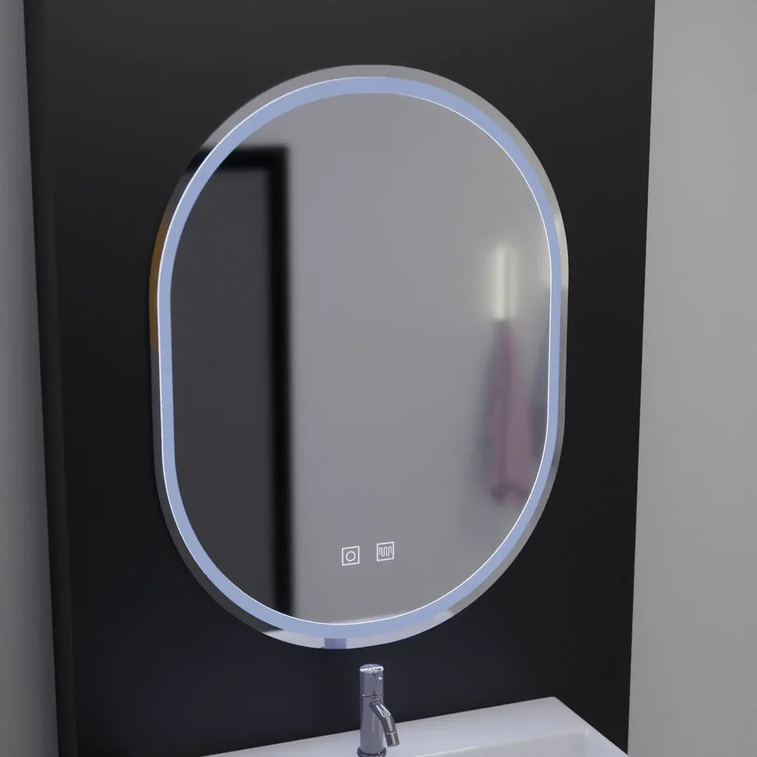 Oglinda LED Ovala, 60x80cm, Velara Touch, Sistem Dezaburire, Dimabila