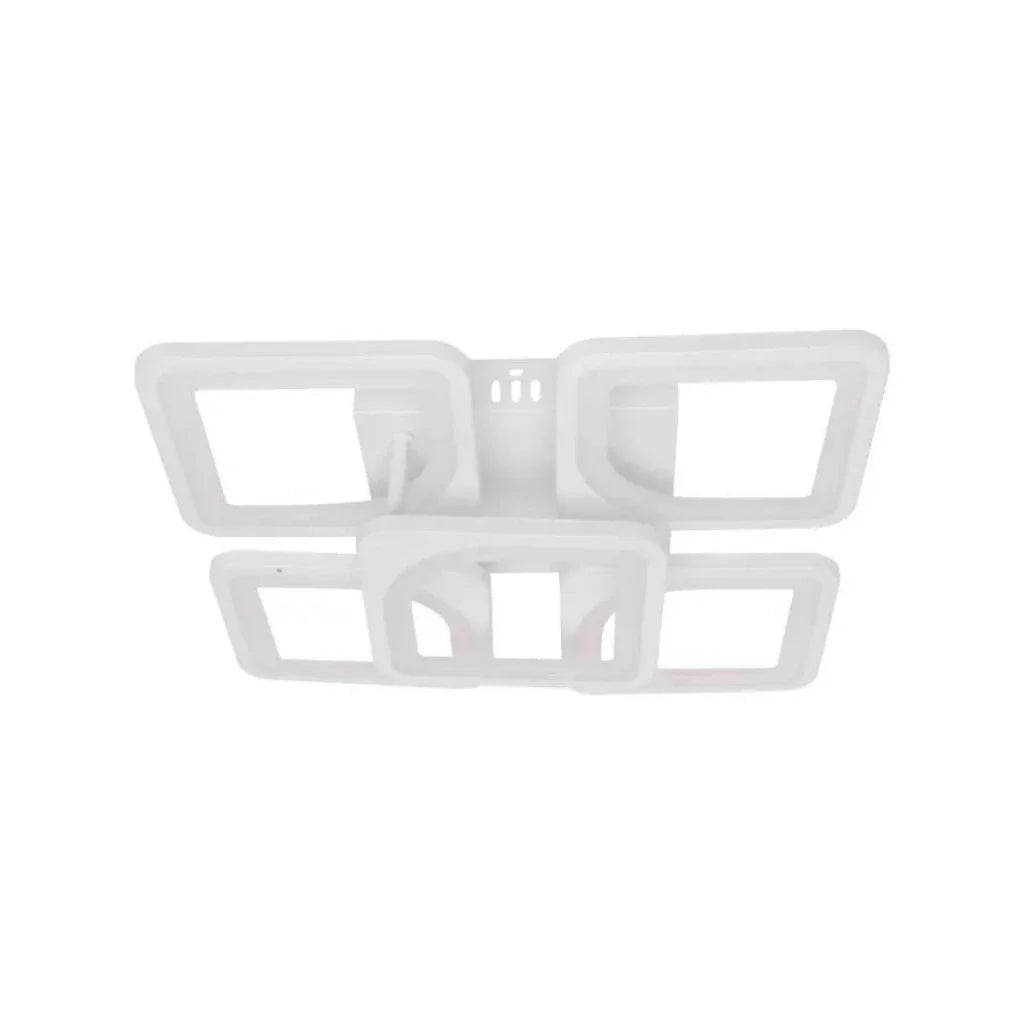 Lustra LED cu telecomanda ZOE 96W, 5 Patrate, lumina Rece/Calda/Neutra, Dimabila, Alb