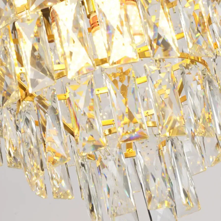 Candelabru Cristal VERSAILLES Eleganza 7x E14, Diametru 49cm, Auriu Lucios si Alb, Inaltime Reglabila