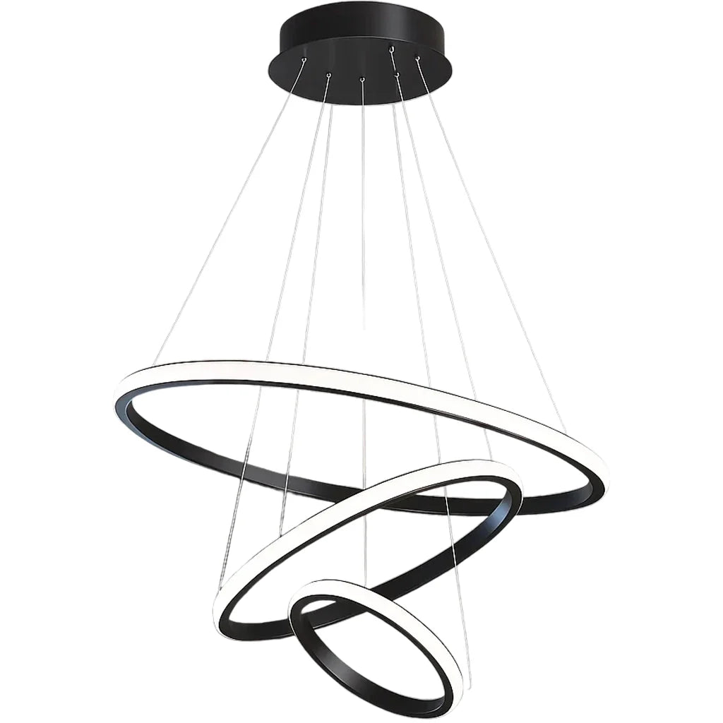 Lustra LED suspendata RICCI 81W, 3 Cercuri, lumina Rece/Calda/Neutra, Negru, Inaltime Reglabila Lustre Moderne Default Title Alessandro Design