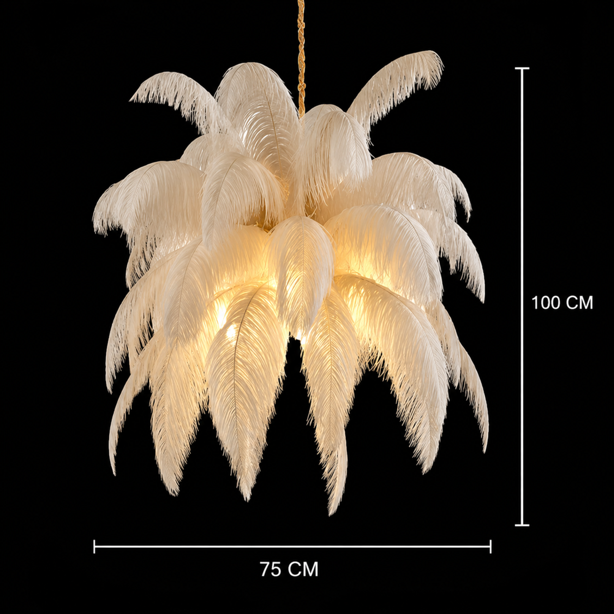 Candelabru Modern Minoss, Pene, 1xE27, Diametru 75cm, Cream