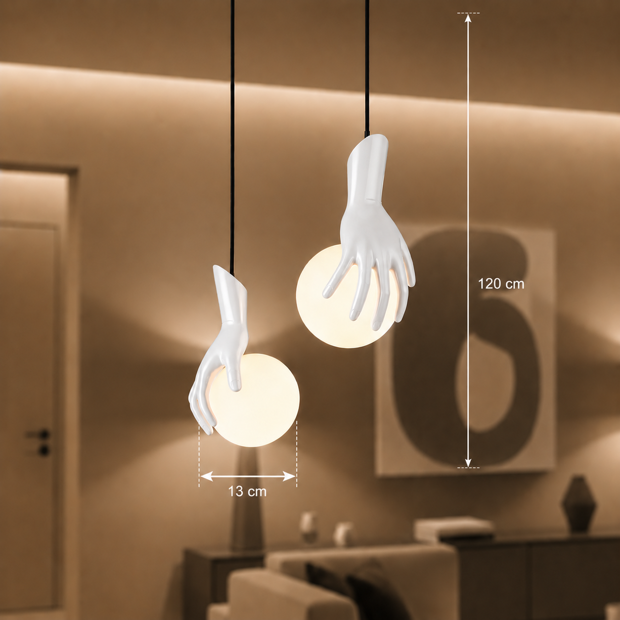 Aplica LED Decorativa MANOS, 13x120cm, 1xE27, Sticla si Resina, Alb