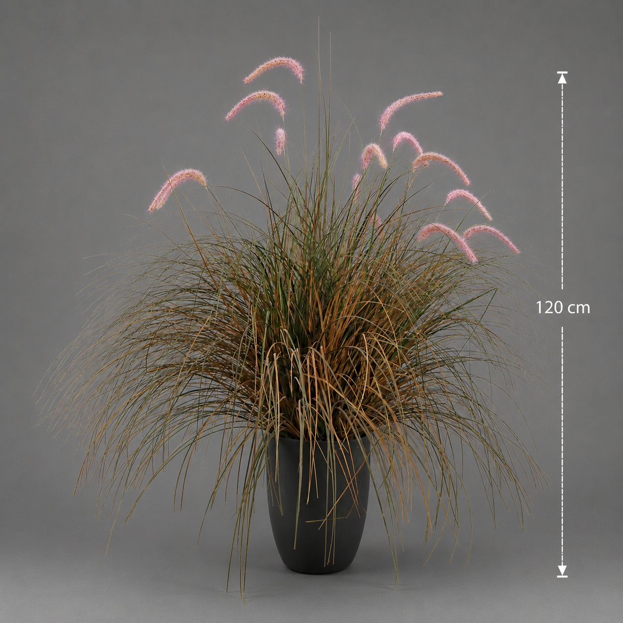 Aranjament Floral, 17 tulpini, 120cm, Iarbă curbată și Spice, Tip „coadă de pisică”, Plastic, Verde Tomnal