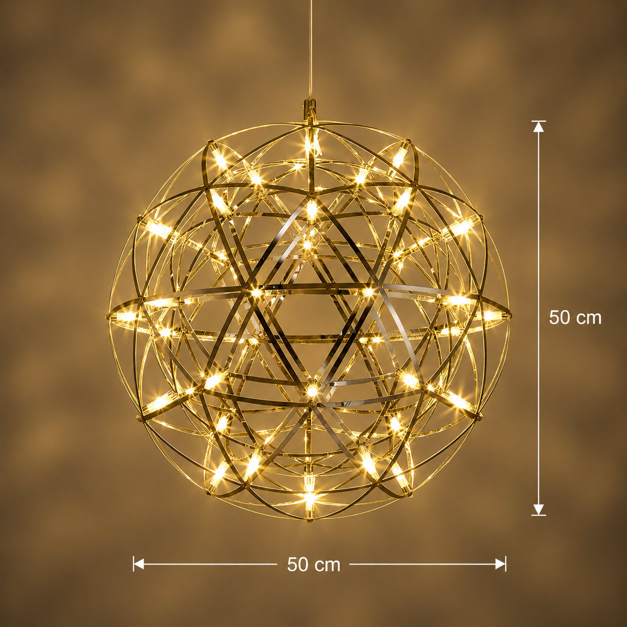 Candelabru Modern LED WELD Magno, 18W, Lumina Calda 3000K, Diametru 50cm, Inaltime Reglabila, Crom Lucios