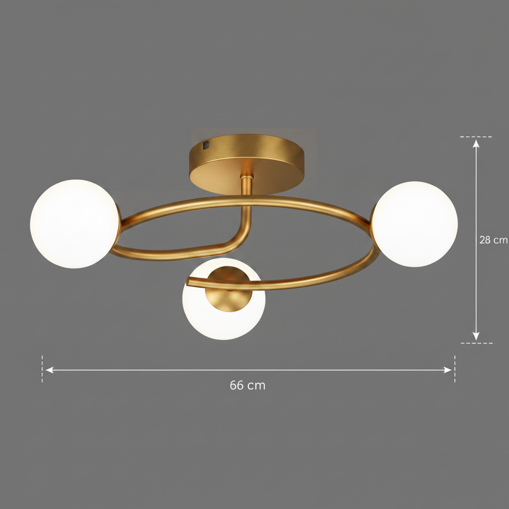 Lustra LED si cristal ORBIT, 66cm, 3xE27, Globuri, Auriu