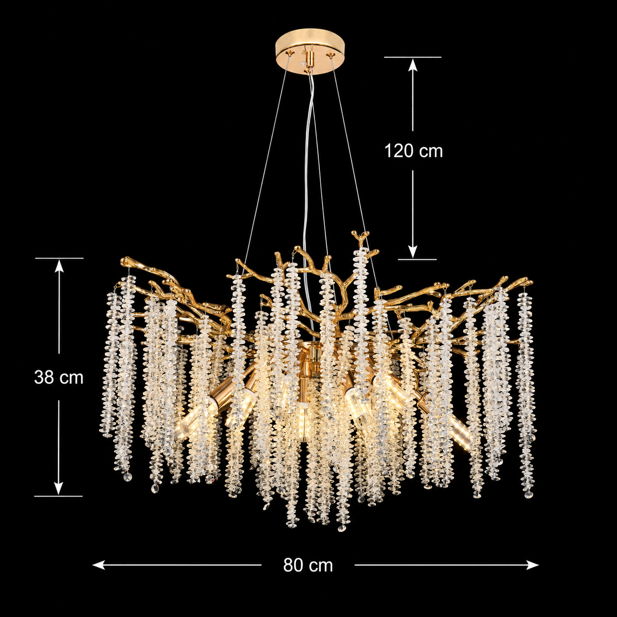 Candelabru Cristal ARBUS Regalis, Φ80cm, 10xE14, Auriu, Metal si Cristal