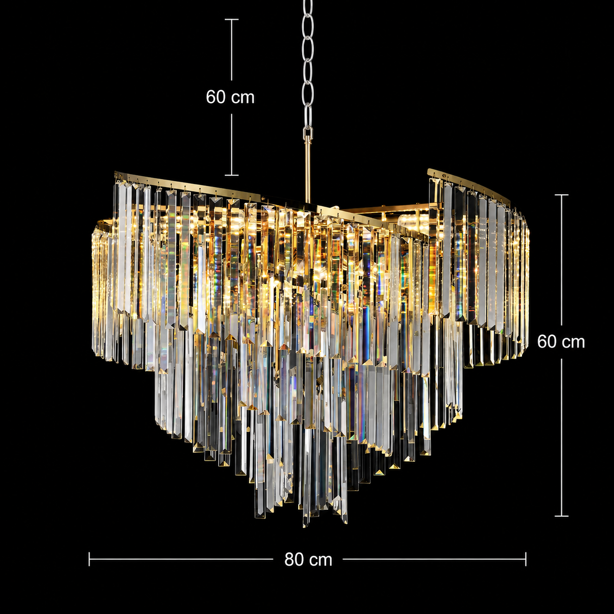 Candelabru Cristal LEAF Regalis, Φ80cm, 10xE14, Auriu, Metal si Cristal
