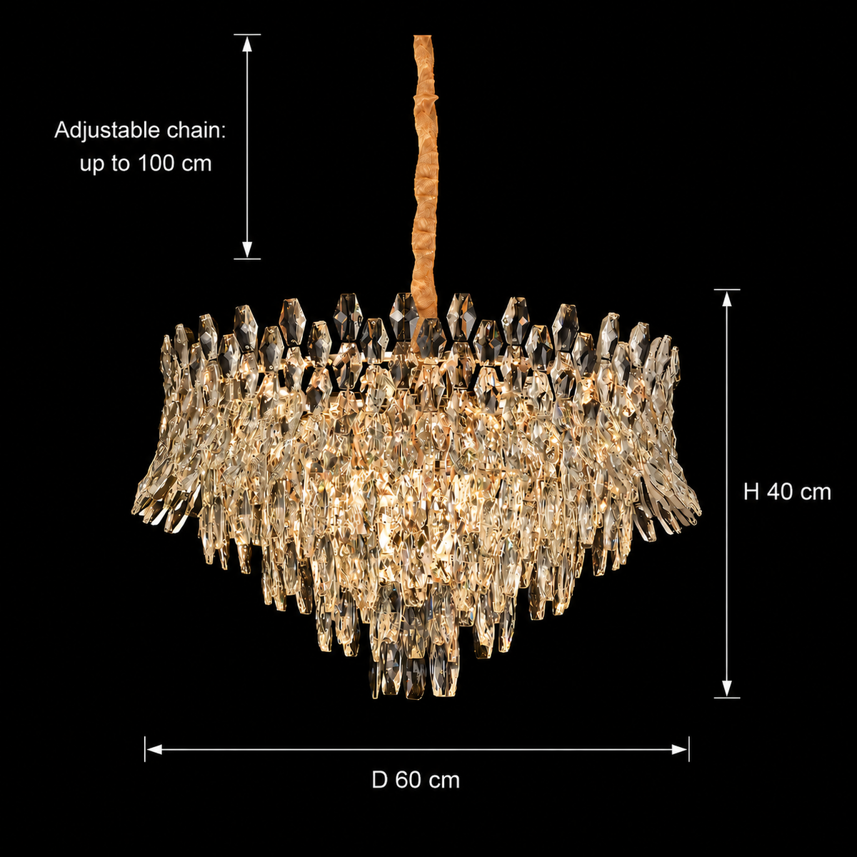 Candelabru Cristal MONARCH Magno 12xE14, Diametru 60cm, Inaltime 40cm, Auriu Lucios, Inaltime Reglabila, Design Elegant Candelabre Cristal Default Title Alessandro Design