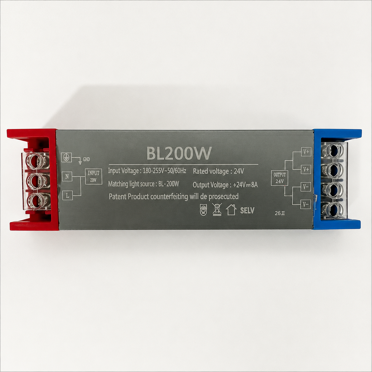 Sursă de alimentare LED 24V, 14.5x2.5x4 cm, Cupru si Aluminiu, Neagră