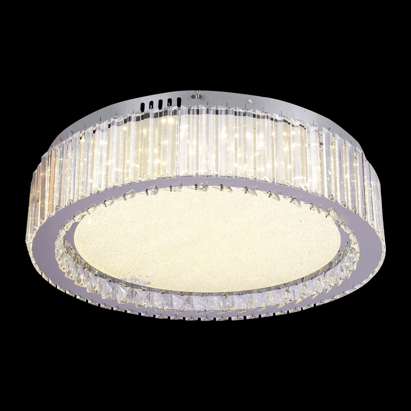 Lustra LED cu telecomanda si cristal MADOX 60W, lumina Rece/Calda/Neutra, Dimabila, Argintiu