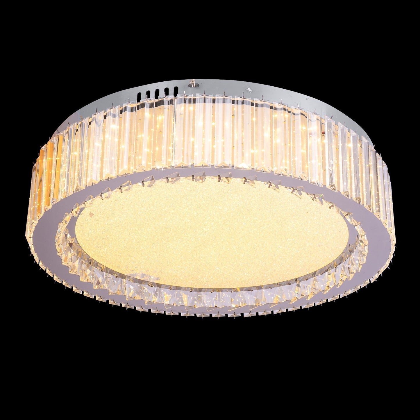 Lustra LED cu telecomanda si cristal MADOX 60W, lumina Rece/Calda/Neutra, Dimabila, Argintiu