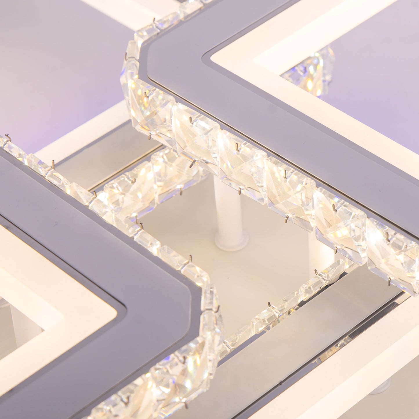 Lustra LED RGB cu Telecomanda, 182W, 2,4Ghz, Dimabila, Alb si Crom 7965/2+2