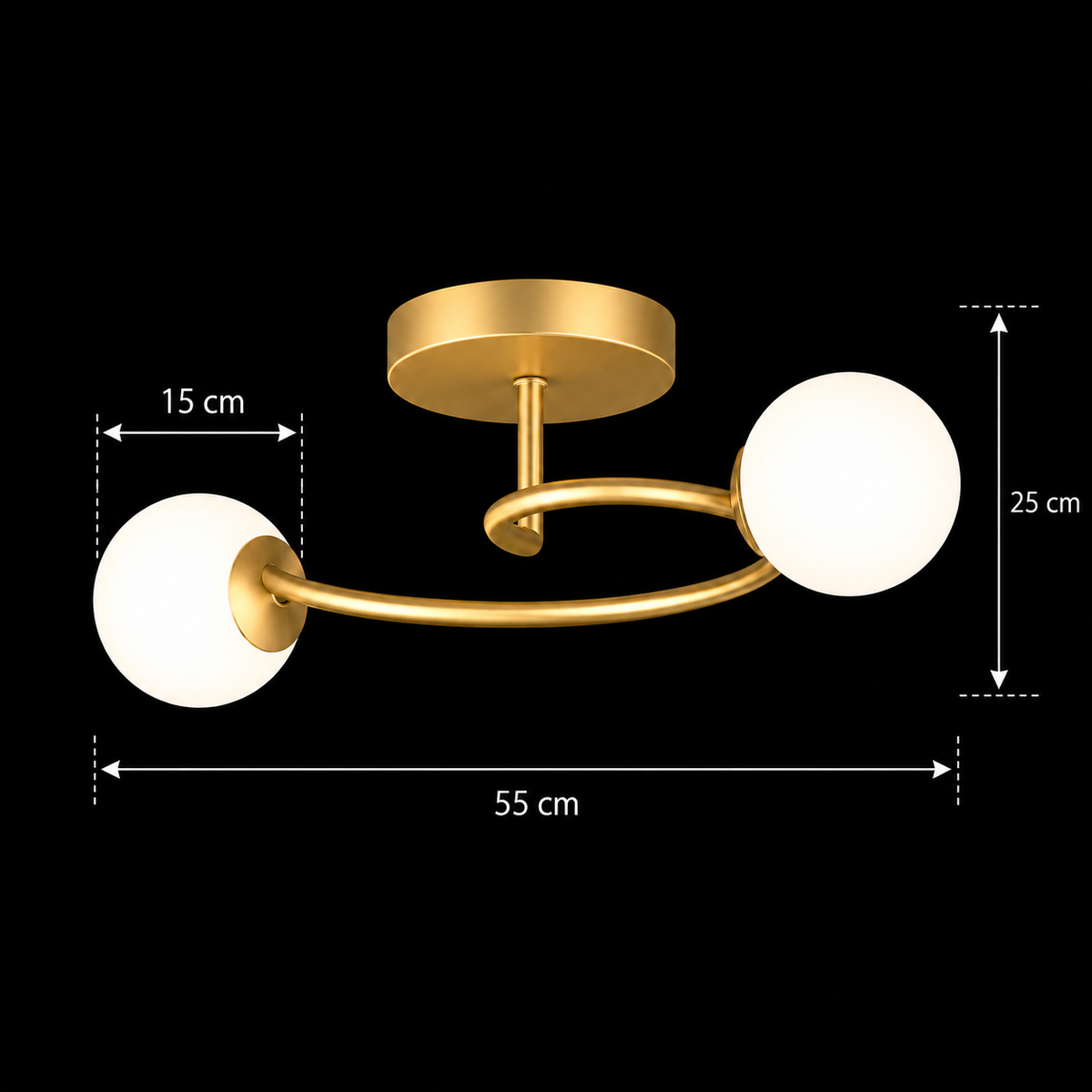 Lustra LED si cristal ORBIT, 55cm, 2xE27, Globuri, Auriu