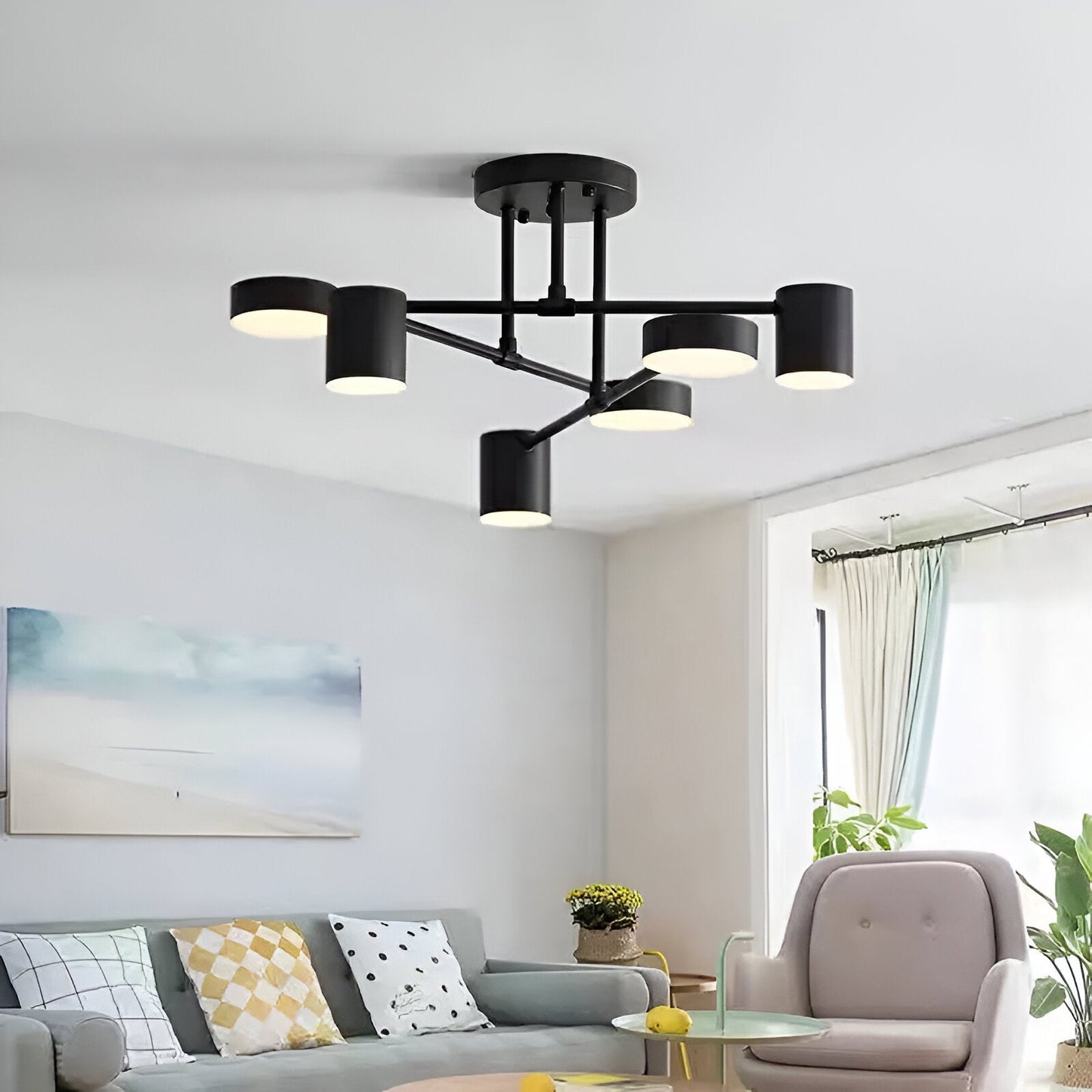 Lustra LED GALIOS 72W, 6 Elemente, lumina Rece/Calda/Neutra, Negru