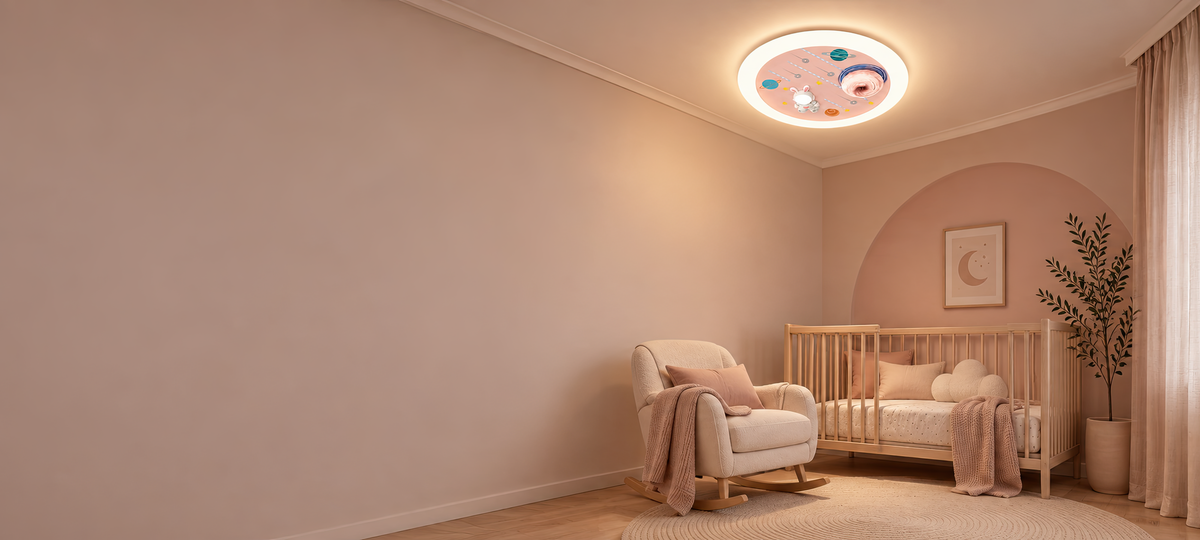 Lustra LED CONSTELATION cu telecomanda 63W, Diametru 50cm, lumina Rece/Calda/Neutra, Roz