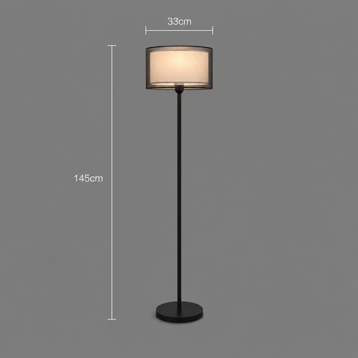 Lampadar KYZYLORDA, 1 x E27, Metal, Negru
