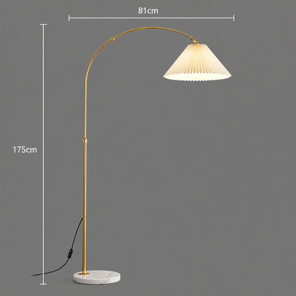 Lampadar TURKESTAN, 1 x E27, Metal, Alb si Auriu