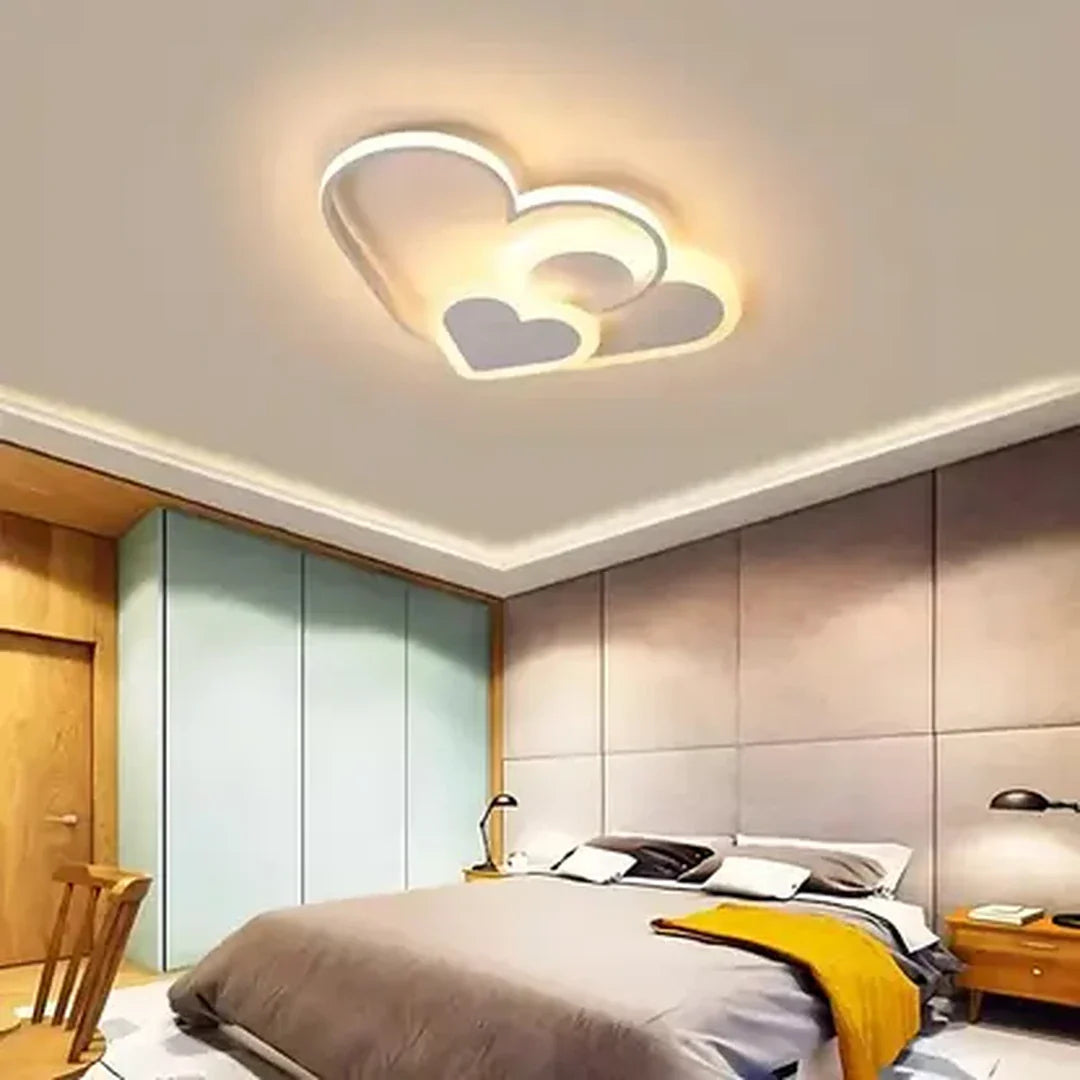 Lustra LED cu telecomanda AMI 50W, 3 Inimi, lumina Rece/Calda/Neutra, Dimabila, Alb