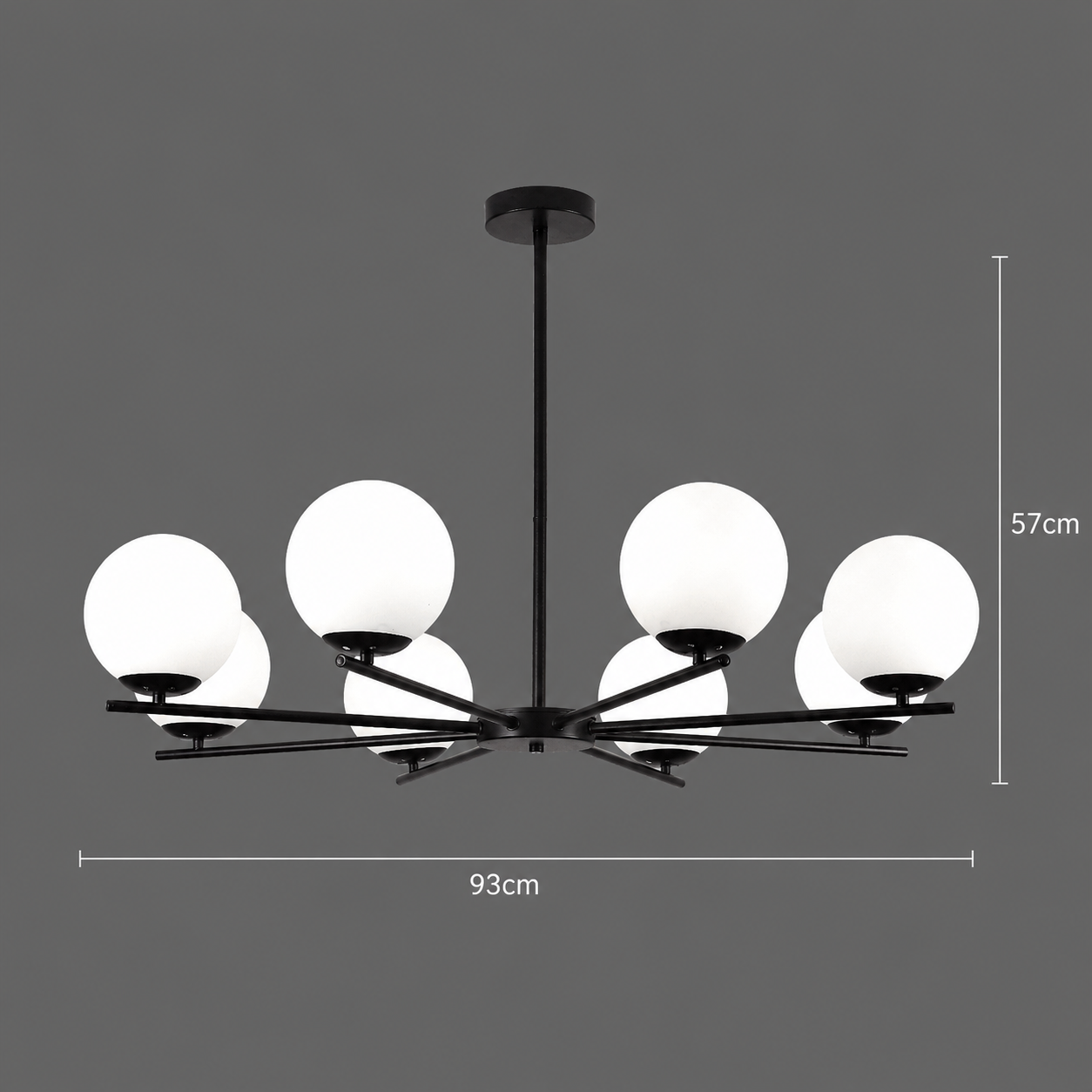 Lustra Clasica NUUK, 93x57cm, 8xE27, Metal si Plastic, Negru