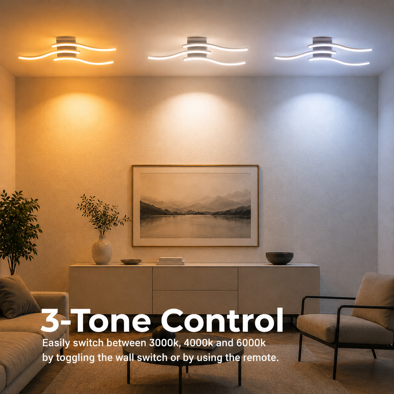 Lustra LED cu telecomanda ANADYR 29W, 3 Elemente, lumina Rece/Calda/Neutra, Dimabila, Alb