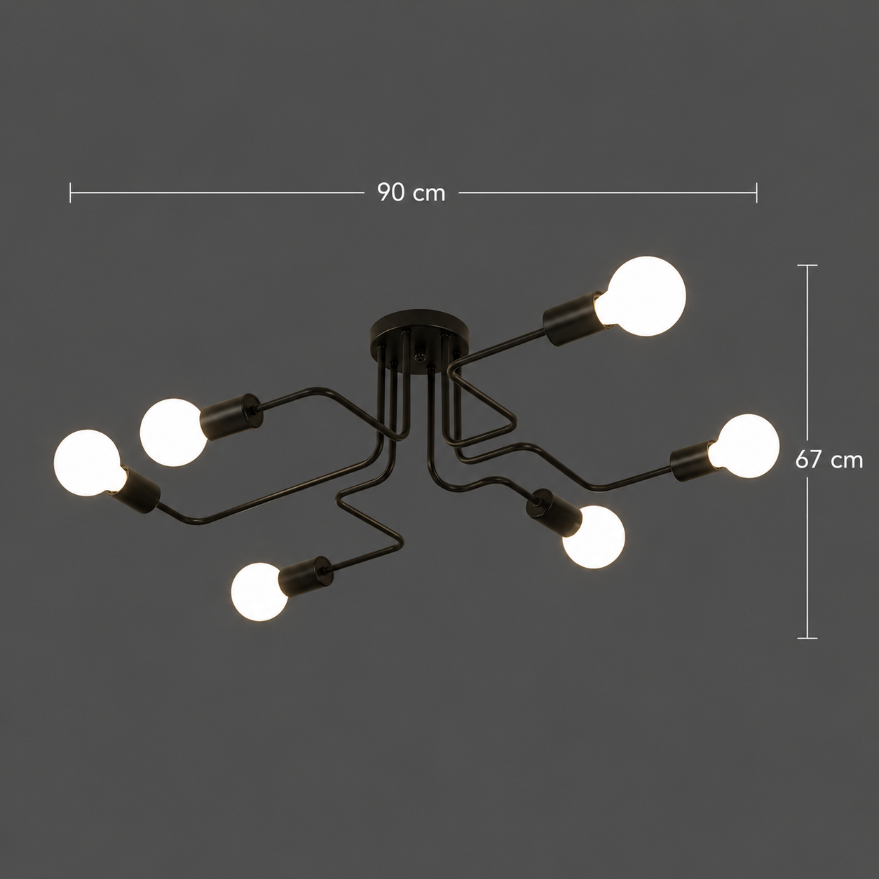 Lustra MODERNIST Hexa 6, 6x E27, Negru, Design Modern