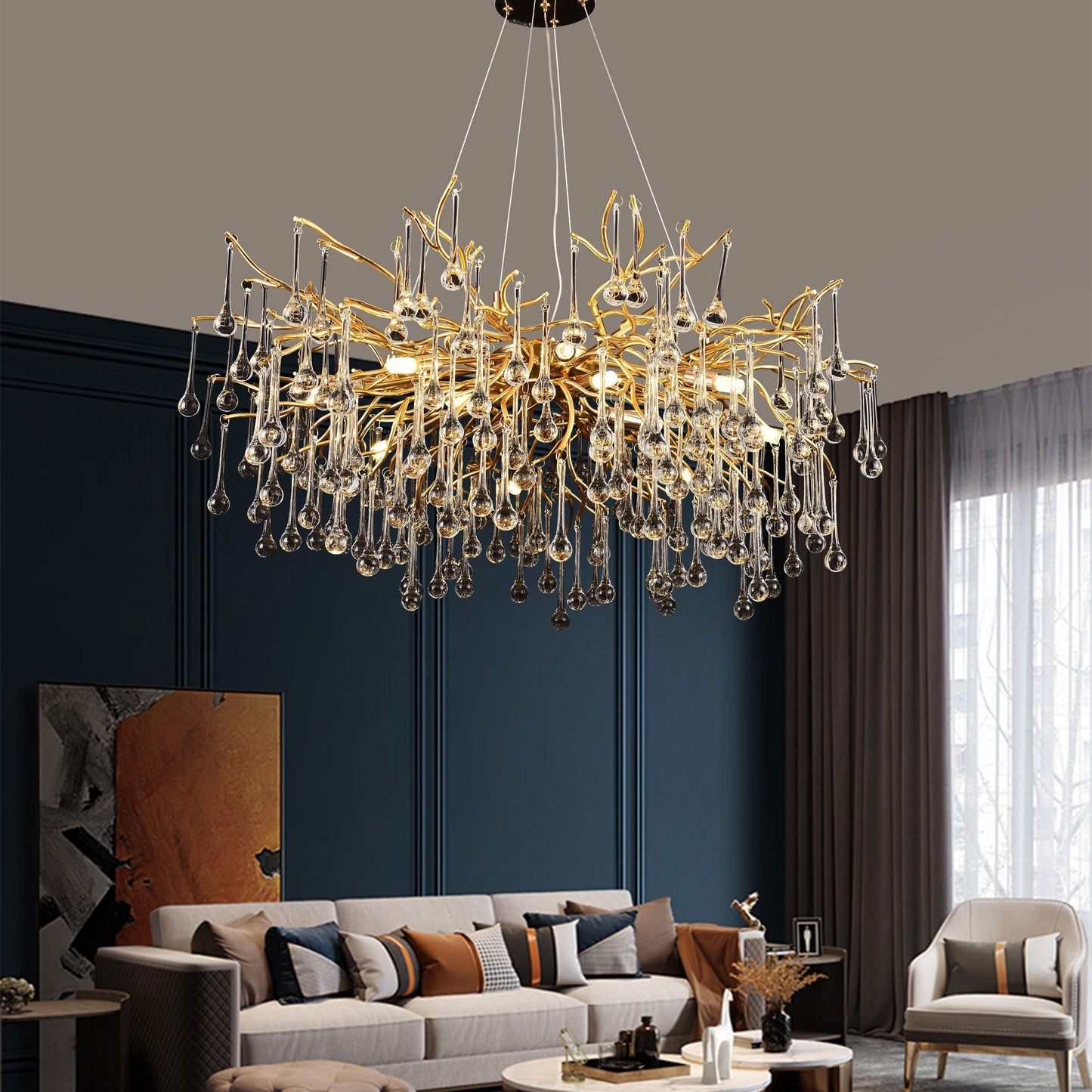 Candelabru Cristal NEBULA Magno, 9x G9, Auriu, 60cm Candelabre Cristal Default Title Alessandro Design