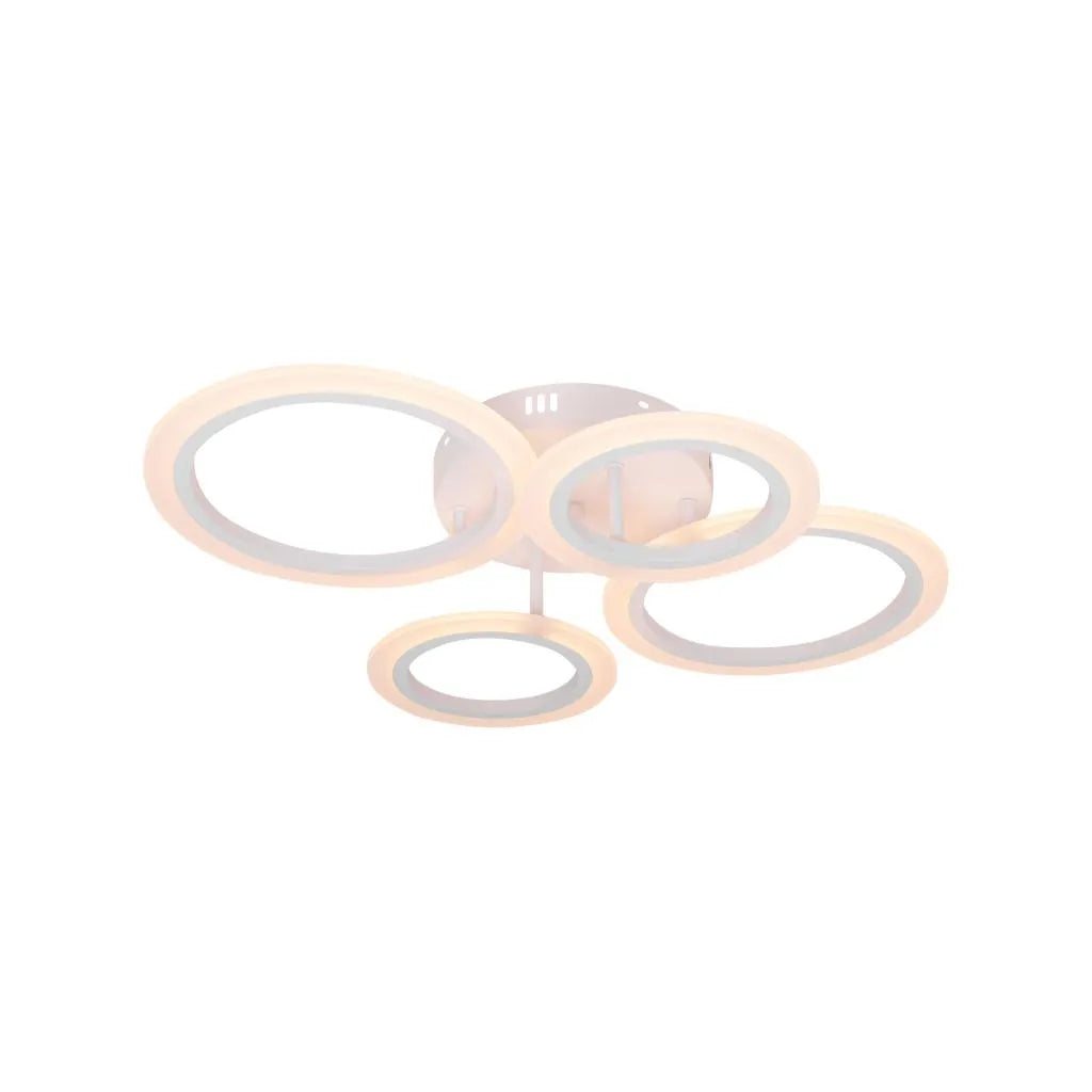 Lustra LED cu telecomanda BETTY 44W, 4 Cercuri, lumina Rece/Calda/Neutra, Dimabila, Alb
