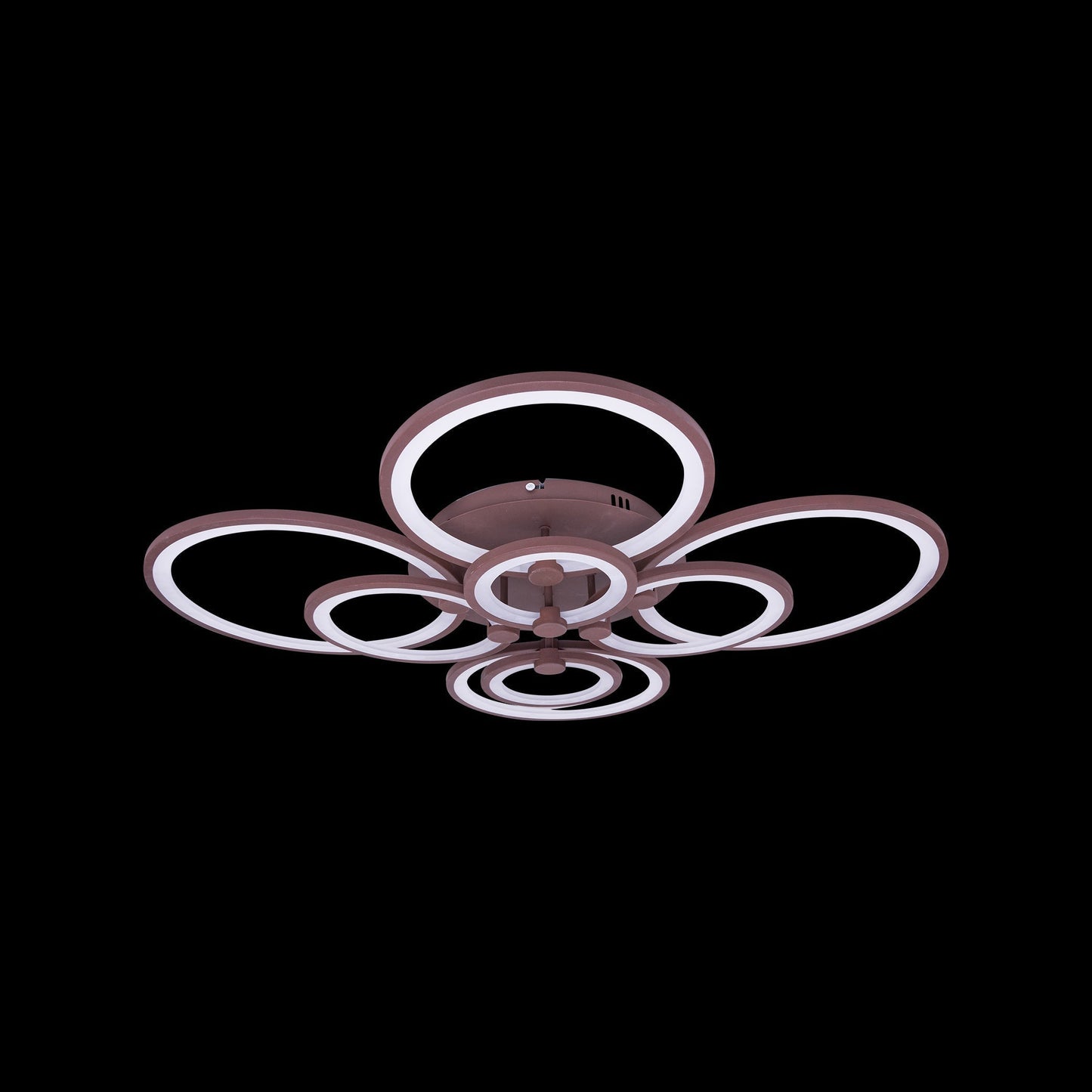 Lustra LED cu telecomanda ALANI 200W, 8 Cercuri, lumina Rece/Calda/Neutra, Dimabila, Maro