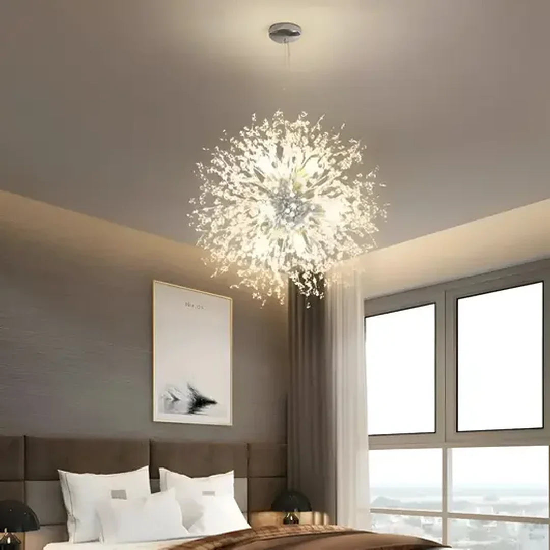 Candelabru Cristal Schönbrunn, 9x G9, Diametru 49cm, Argintiu Lucios, Inaltime Reglabila