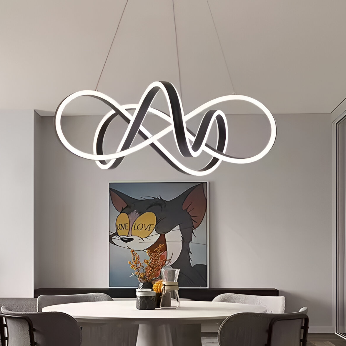 Lustra LED suspendata cu telecomanda INFINITY HALO 138W, lumina Rece/Calda/Neutra, Dimabila, Negru, Inaltime Reglabila