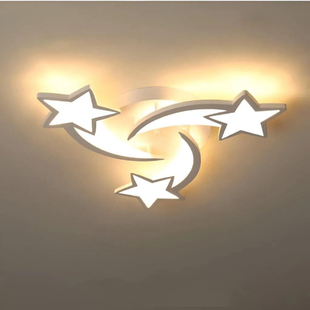 Lustra LED cu telecomanda IPOMOEA 48W, 3 Stele, lumina Rece/Calda/Neutra, Dimabila, Alb
