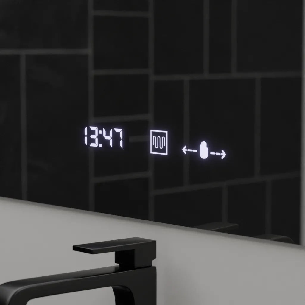 Oglinda LED Rectangulara, 120x80cm, ABSOLU MotionGlow Marcello, Sistem Dezaburire, Ceas & Termometru, Lupa Cosmetica, Dimabila