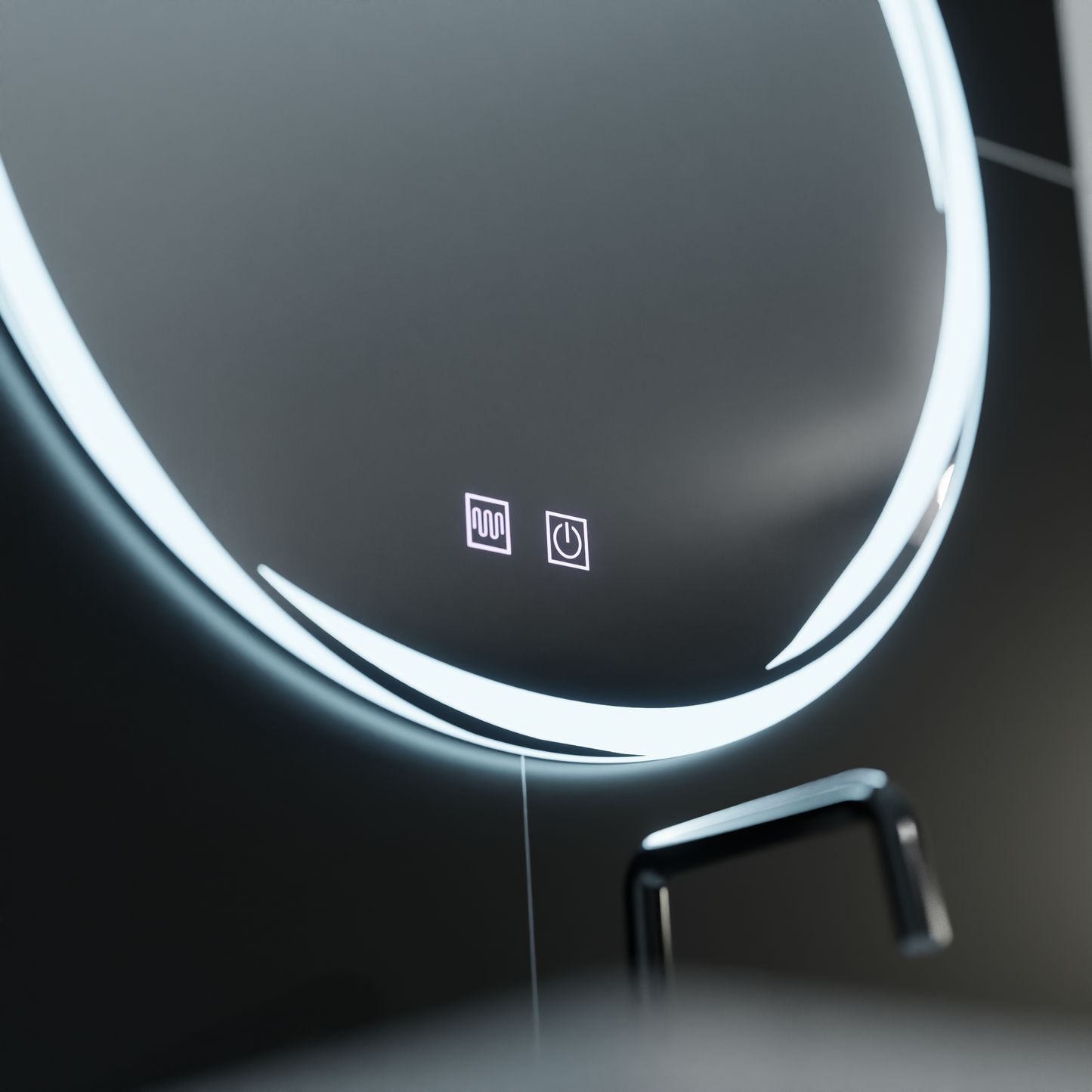 Oglinda LED Rotunda, 70cm, Spirallus Touch, Sistem Dezaburire, Dimabila