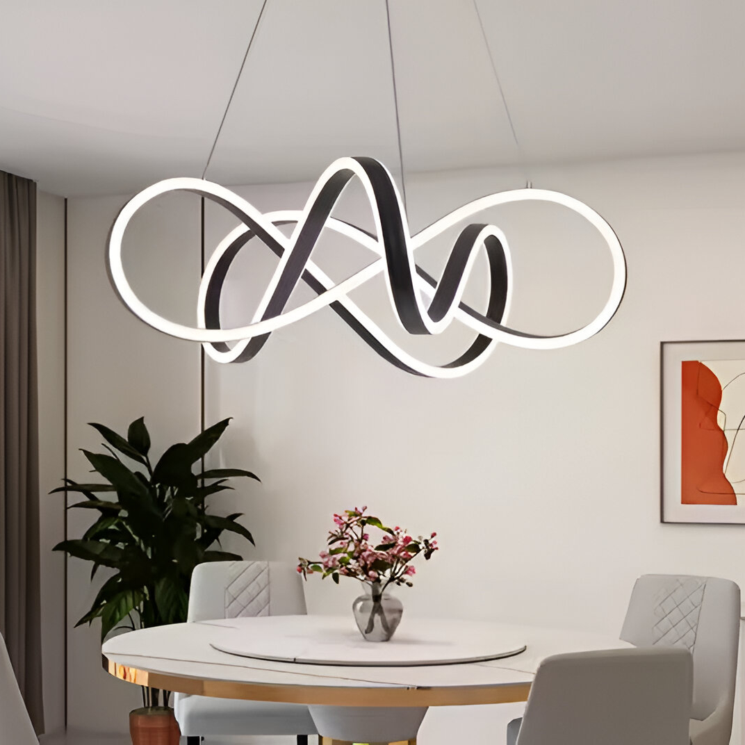 Lustra LED suspendata cu telecomanda INFINITY HALO 138W, lumina Rece/Calda/Neutra, Dimabila, Negru, Inaltime Reglabila
