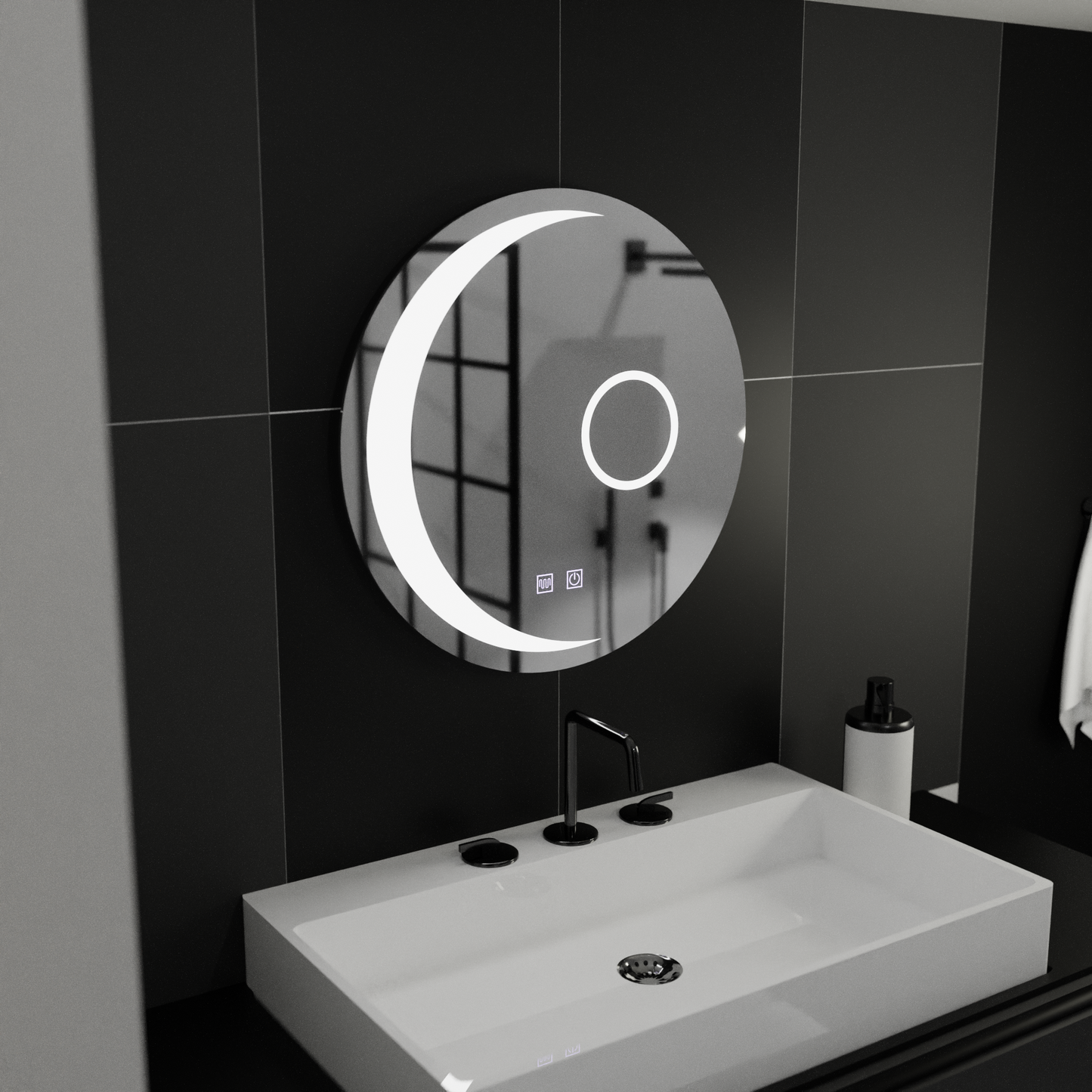 Oglinda LED Rotunda, 70cm, Orbis Touch, Sistem Dezaburire, Dimabila