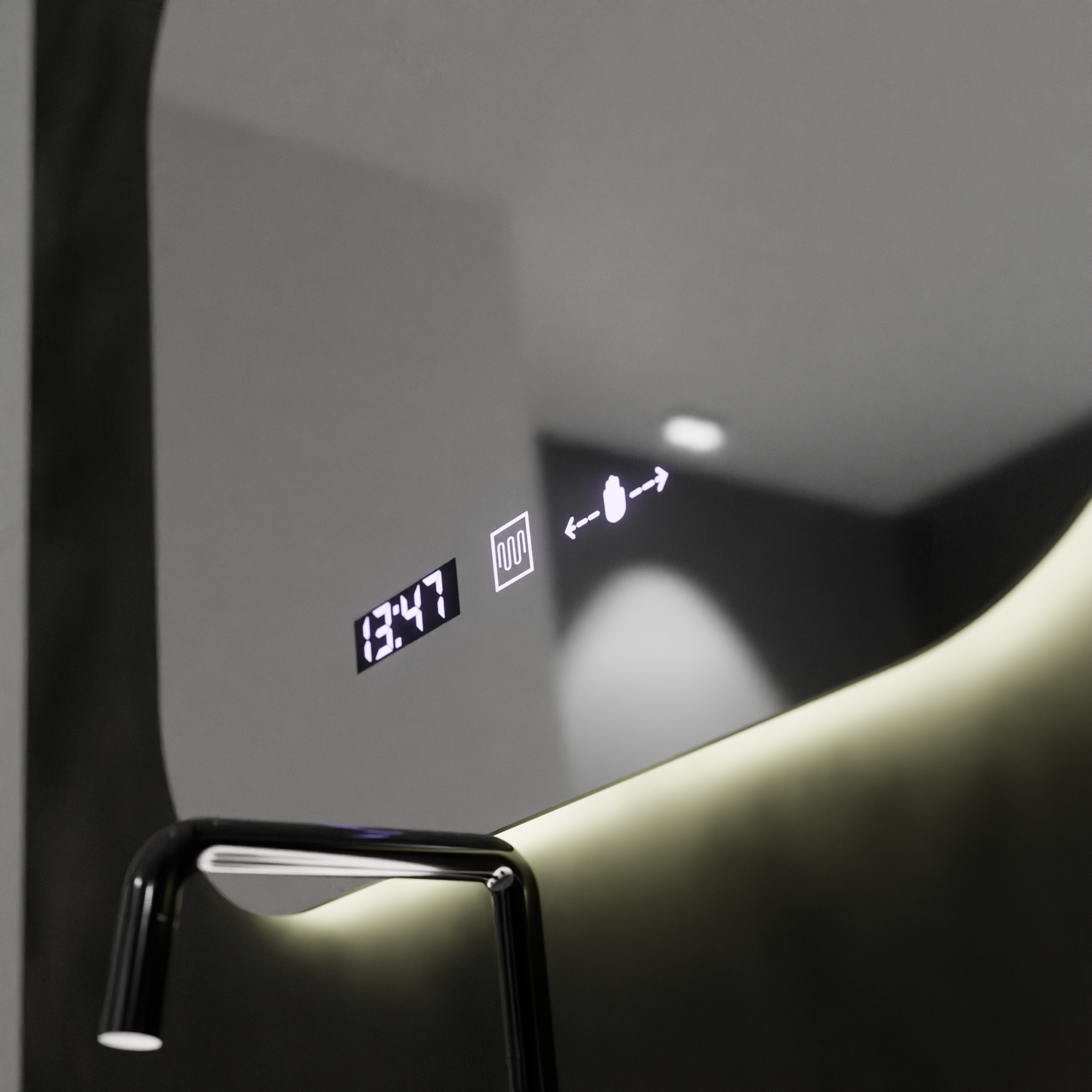 Oglinda LED Rectangulara 60x60 Aura Riflesso Puro MotionGlow Marcello, Sistem Dezaburire, Termometru si Ceas, Dimabila (Copy)