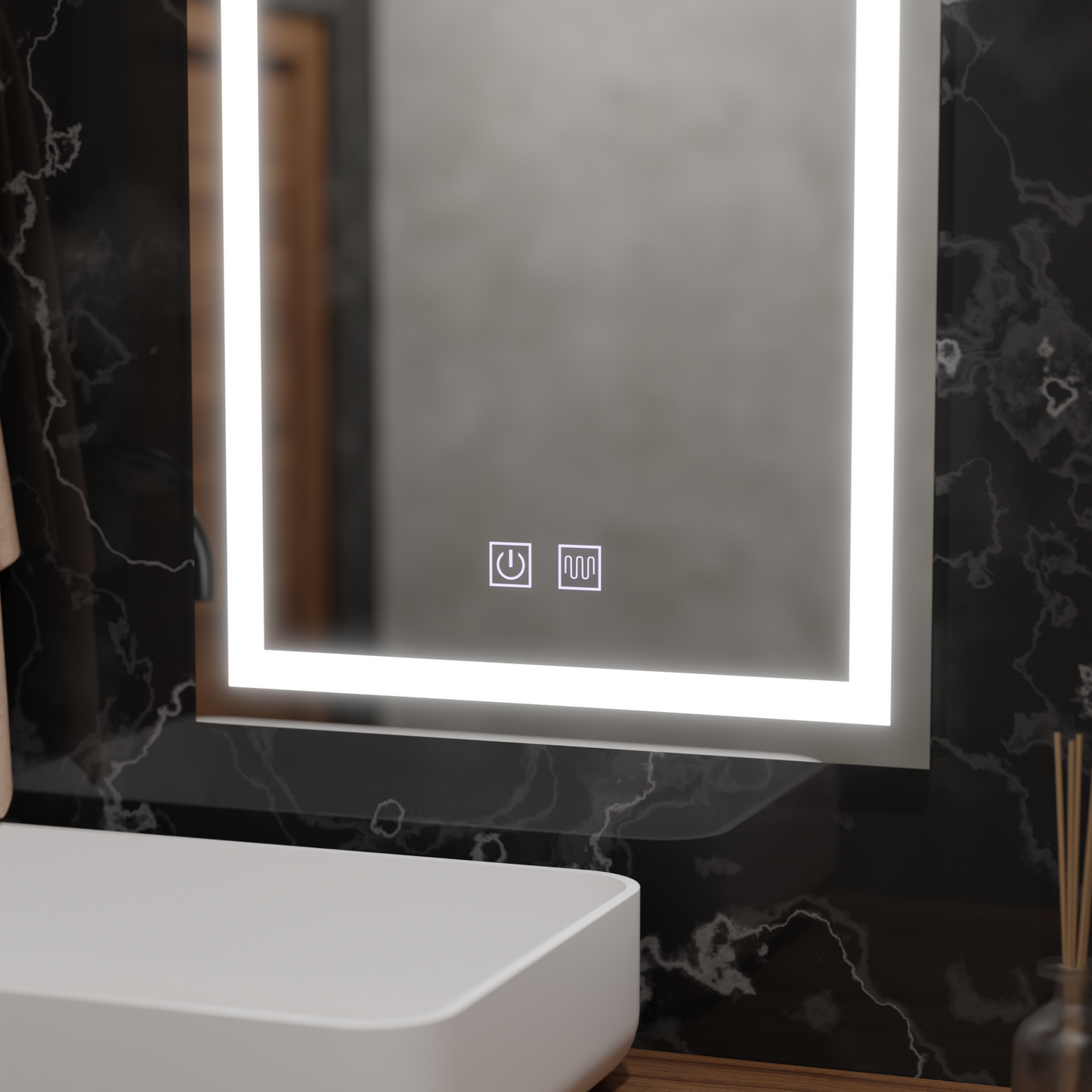 Oglinda LED Rectangulara, 80x60cm, Edge LUMINOUS Touch, Sistem Dezaburire, Dimabila