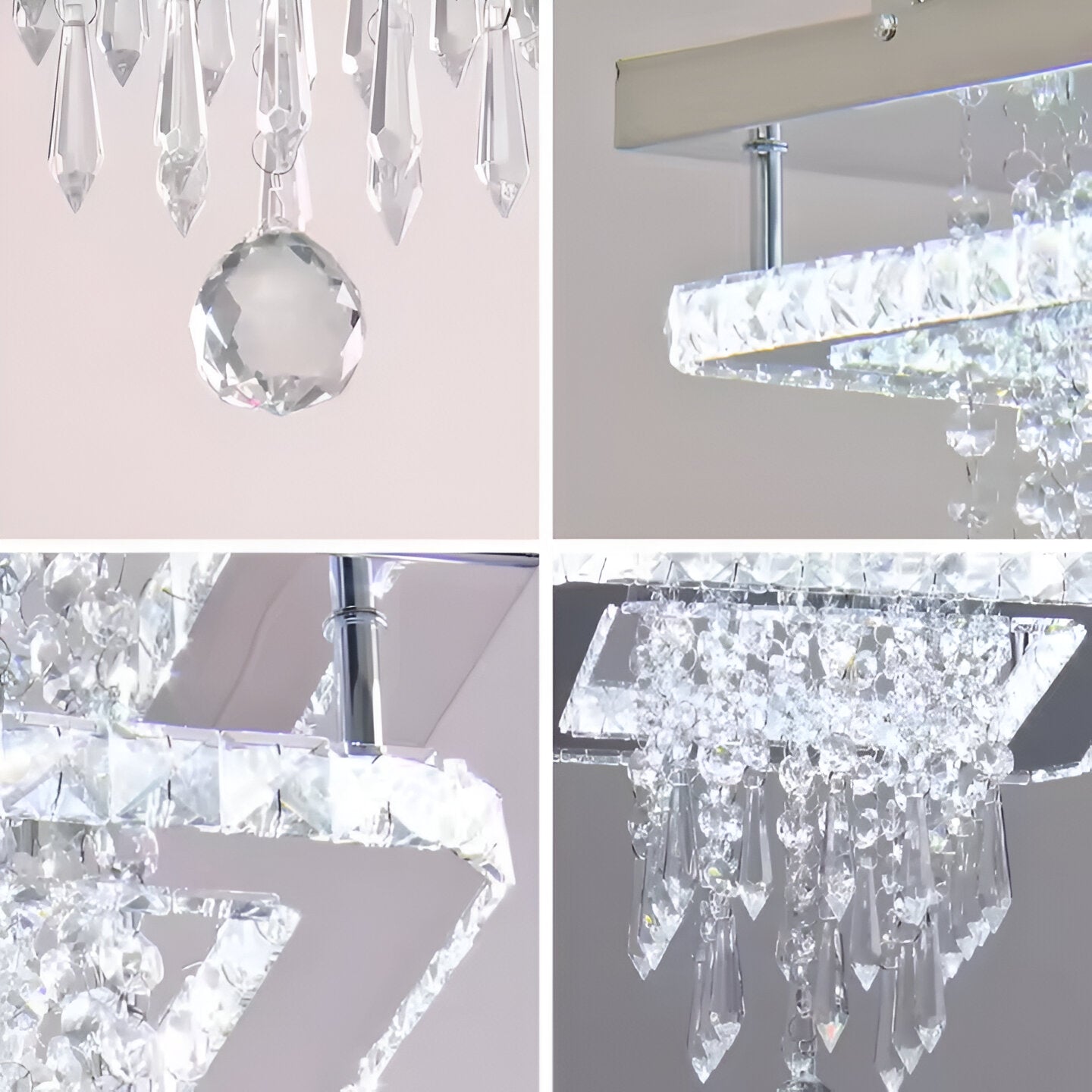 Candelabru LED Alberico Patrat, 19W, Lumina Rece/Calda/Neutra, Cristal, Crom Lucios