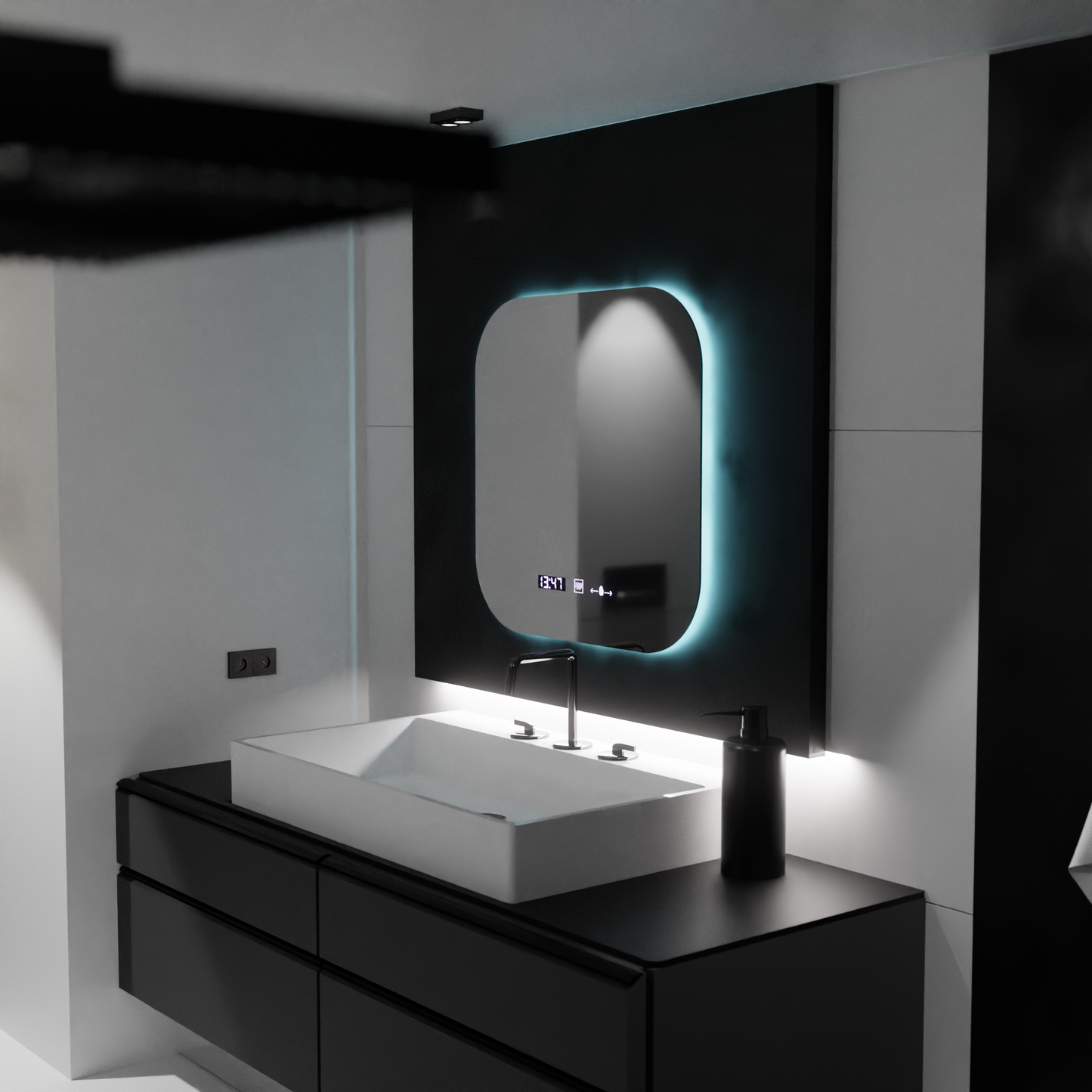 Oglinda LED Rectangulara 60x60 Aura Riflesso Puro MotionGlow Marcello, Sistem Dezaburire, Termometru si Ceas, Dimabila (Copy)