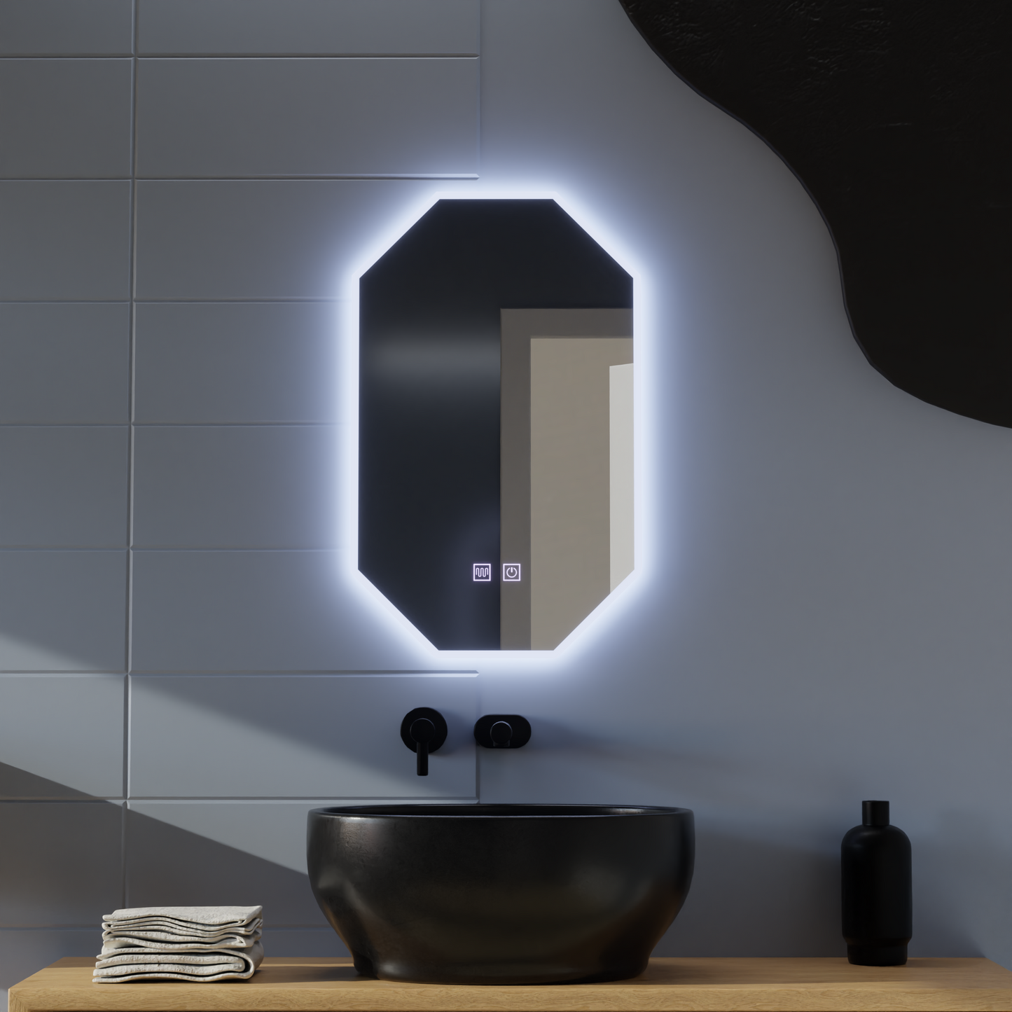 Oglinda LED Poligon E43S/50X80, Lumina si Sistem Dezaburire, 50X80cm