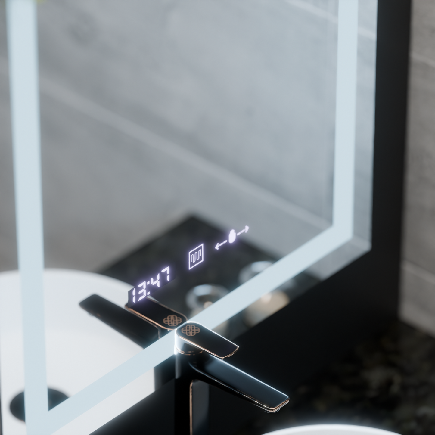 Oglinda LED Rectangulara, 75x90cm, Verite MotionGlow Marcello, Sistem Dezaburire, Ceas & Termometru, Dimabila